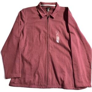Alfani Men's XL‎ Harrington Coat French Terry Zip Front Jacket Maroon Red NWT